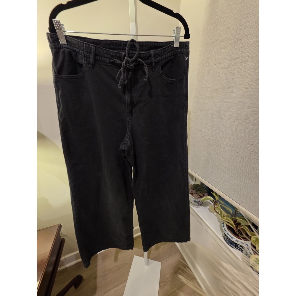 American Eagle Wide-Leg Black Cotton/Canvas Stretch Pants Sz. 12